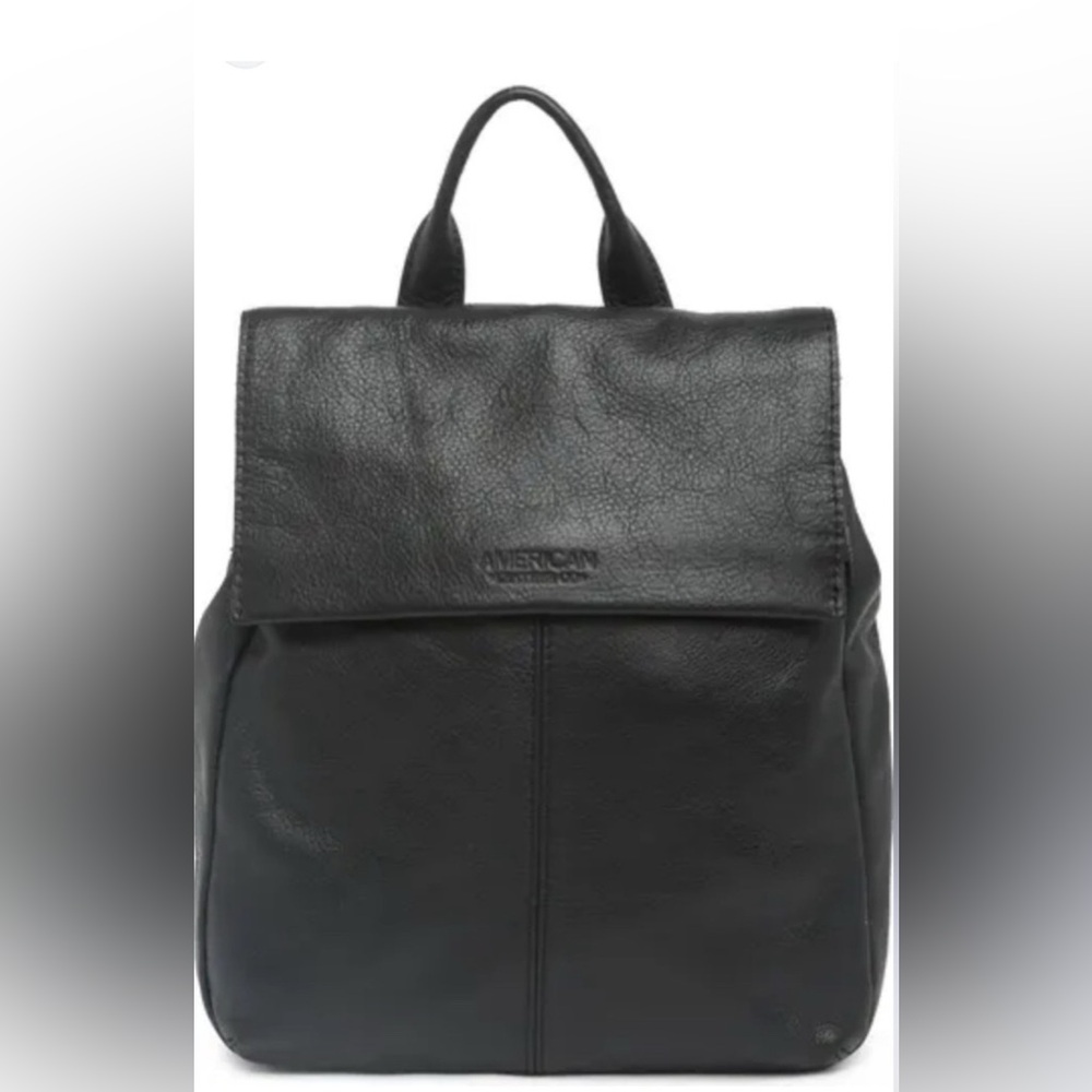 AMERICAN LEATHER CO. Genuine Black Leather Backpack Purse